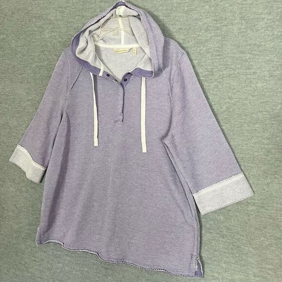 Soft Surroundings Beachy Pullover Womens XL French Terry Hoodie Cozy Casual Easy - Picture 2 of 10